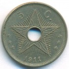 Бельгийское Конго, 5 сантимов 1911 год