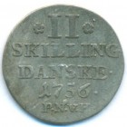 Дания, 2 скиллинга 1756 год