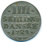 Дания, 4 скиллинга 1729 год