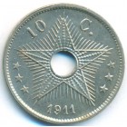 Бельгийское Конго, 10 сантимов 1911 год (AU)