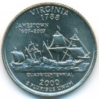 США, 25 центов 2000 год D (UNC)