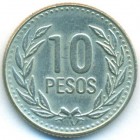 Колумбия, 10 песо 1992 год (AU)