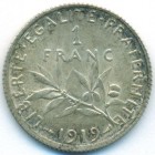 Франция, 1 франк 1919 год (UNC)
