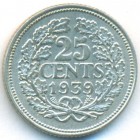 Нидерланды, 25 центов 1939 год