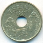 Испания, 25 песет 1997 год (UNC)