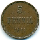 Княжество Финляндия, 5 пенни 1911 год