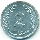 Тунис, 2 миллима 1960 год (UNC)