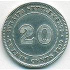 Стрейтс Сетлментс, 20 центов 1890 год H