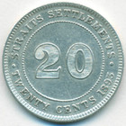 Стрейтс Сетлментс, 20 центов 1893 год
