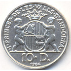 Андорра, 10 динеров 1984 год (UNC)