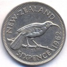 Новая Зеландия, 6 пенсов 1962 год
