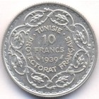 Тунис, 10 франков 1939 год (AU)