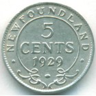 Канада, провинция Ньюфаундленд, 5 центов 1929 год