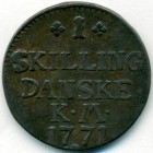 Дания, 1 скиллинг 1771 год