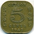 Цейлон, 5 центов 1945 год
