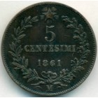 Италия, 5 чентезимо 1861 год M