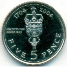 Гибралтар, 5 пенсов 2004 год  (UNC)