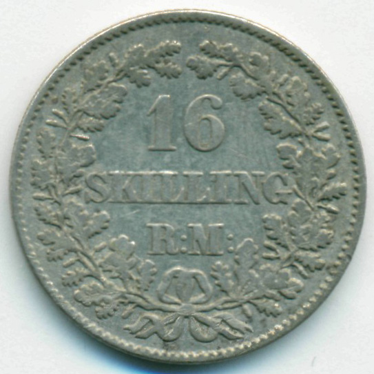 Номинал 16. Монета 1 крейцер 1867 Гессен-Дармштадт.