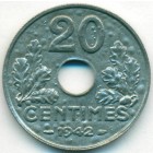 Франция, 20 сантимов 1942 год А (AU)