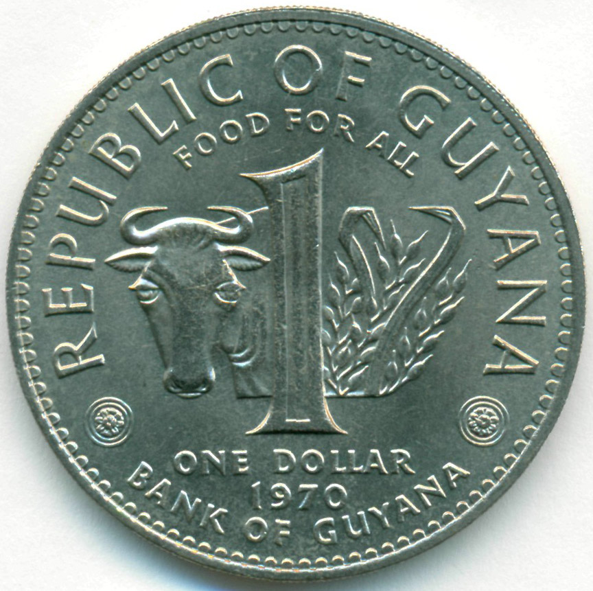 Монеты Южной Америки. Доллары 1970. 1 Доллар 1970 года США. Монеты Гвиана. Доллар 1970 года