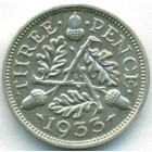 Великобритания, 3 пенса 1933 год (UNC)