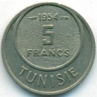 Тунис, 5 франков 1954 год (AU)