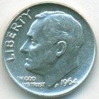 США, 10 центов 1964 год (AU)