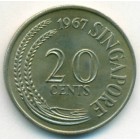 Сингапур, 20 центов 1967 год (UNC)