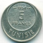 Тунис, 5 франков 1954 год