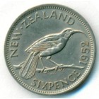 Новая Зеландия, 6 пенсов 1952 год