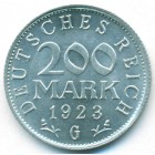 Веймарская республика, 200 марок 1923 года G (UNC)