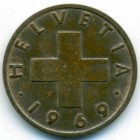 Швейцария, 2 раппена 1969 год (AU)
