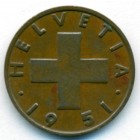 Швейцария, 2 раппена 1951 год