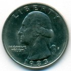 США, 25 центов 1983 год Р (AU)